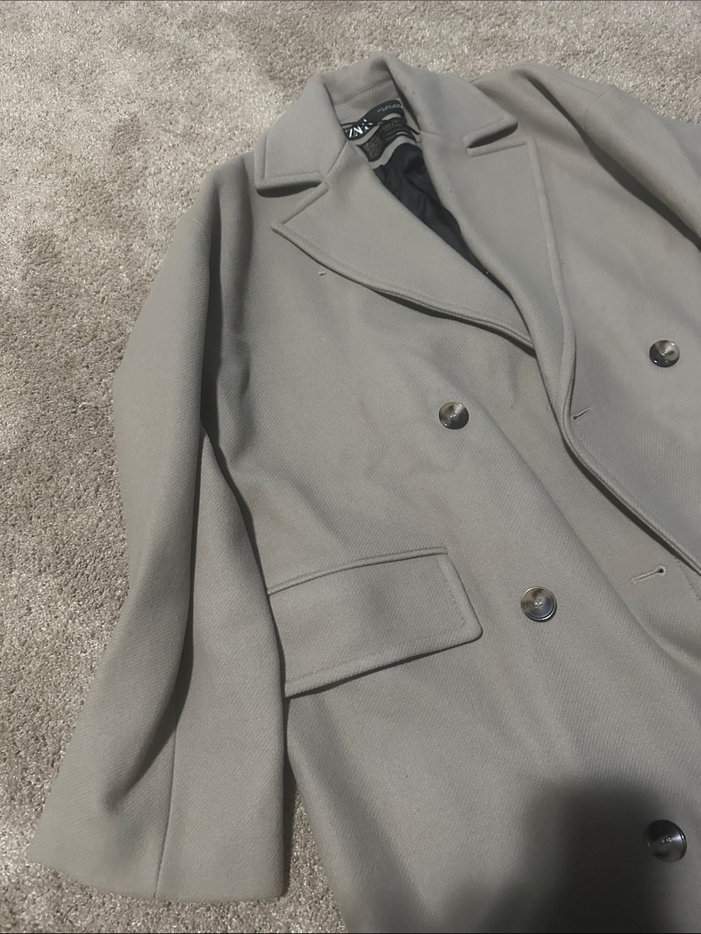 Zara Oversized Beige Wool Double-Coat - Picture 3 of 7